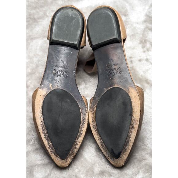 Eileen Fisher Allot Taupe Leather MeshPointed Toe Mesh Strap Flats Women Size 10 - Picture 6 of 15